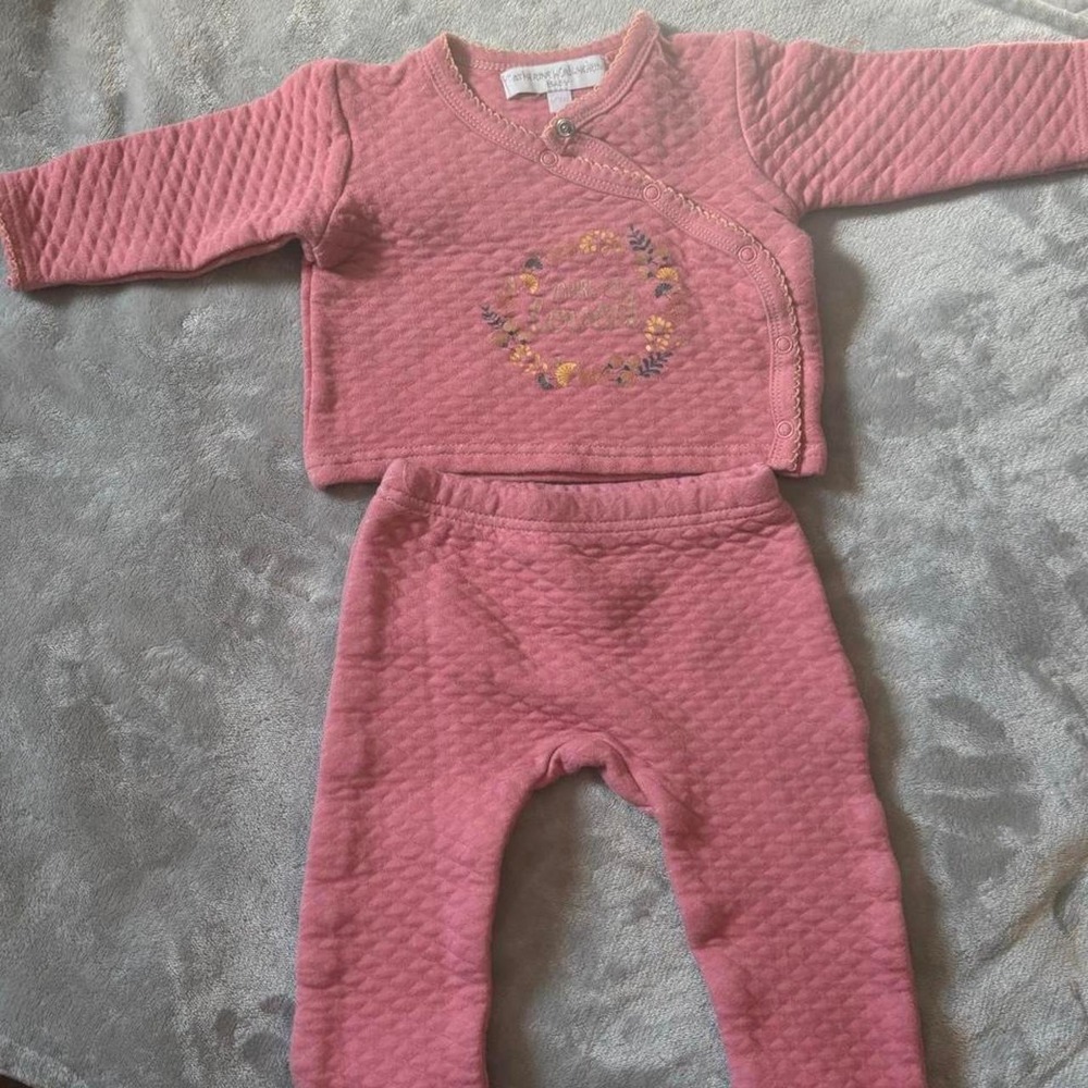 Catherine Malandrino Baby Pink Quilted Set- 6-9 Months